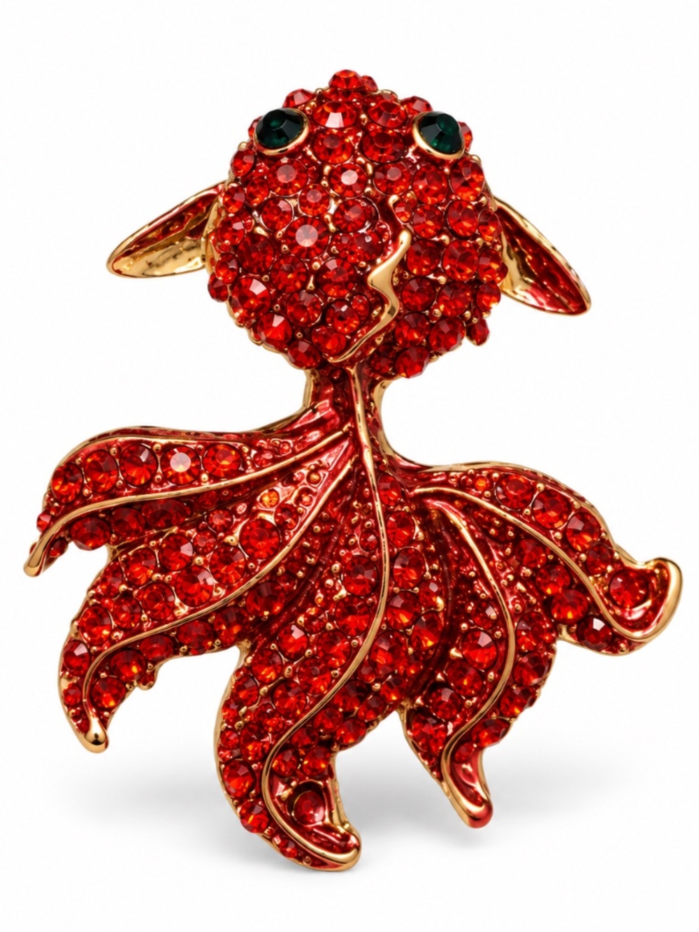 Red Crystal Goldfish Brooch Pin – 35mm x 28mm